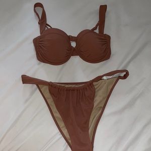 Mauve/ Brown Bikini Set